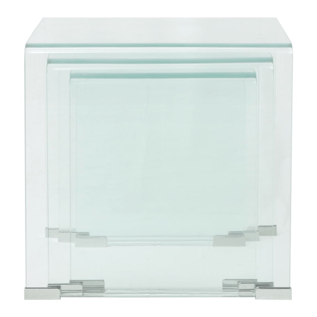 Ensemble de tables gigognes 3 Pièces Verre trempé Transparent