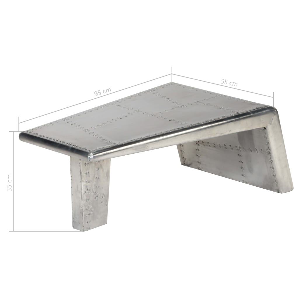 Table basse Aviator Style d'avion vintage Aluminium 95 x 55 x 35 cm