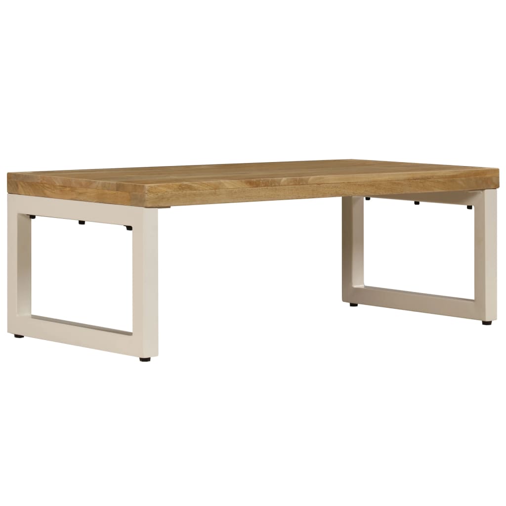 Table basse Bois de manguier solide et acier 100x50x35 cm