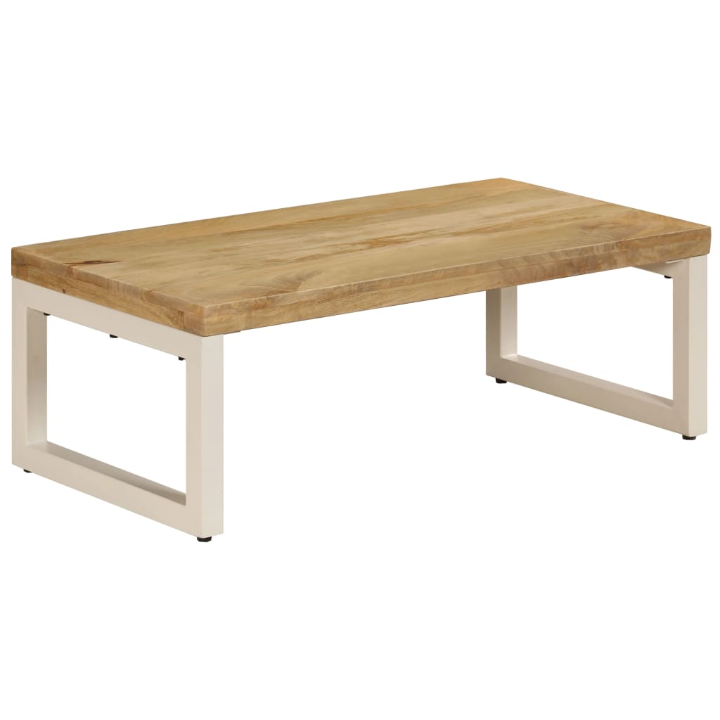 Table basse Bois de manguier solide et acier 100x50x35 cm