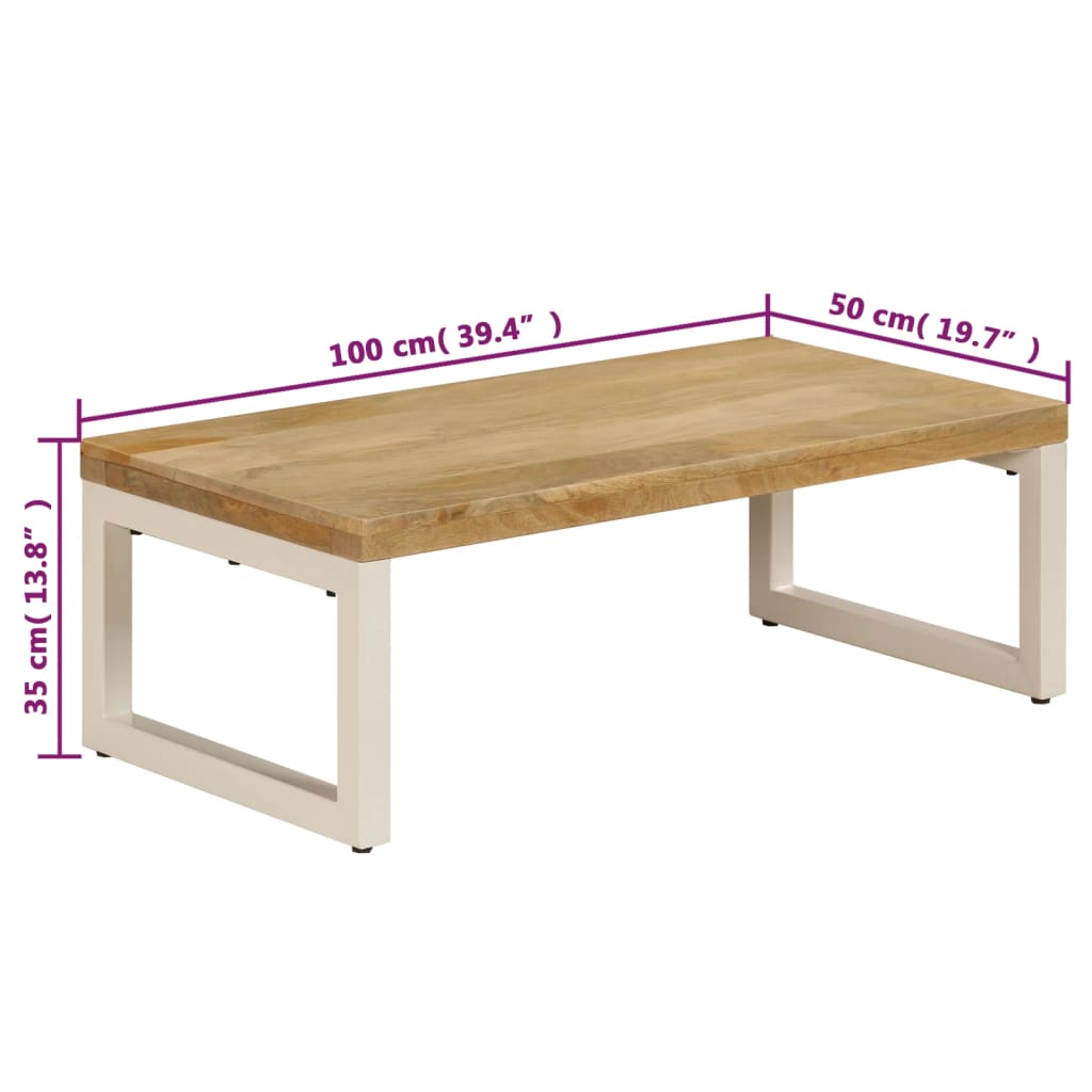 Table basse Bois de manguier solide et acier 100x50x35 cm