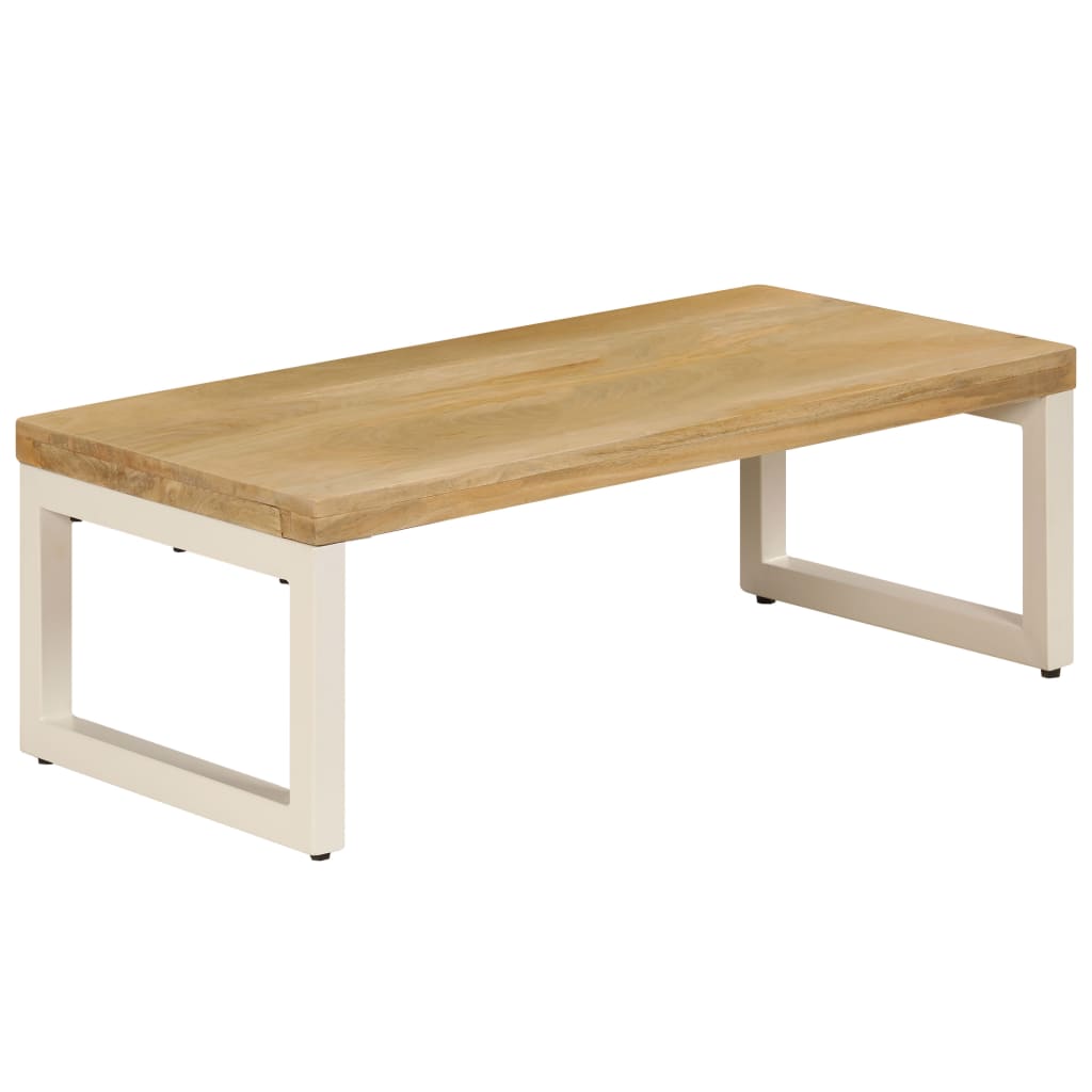 Table basse Bois de manguier solide et acier 100x50x35 cm