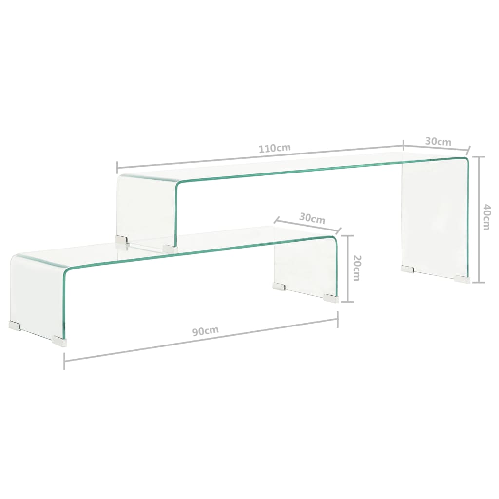 Ensemble de table basse 2 pcs Verre trempé 90x30x20/110x30x40cm