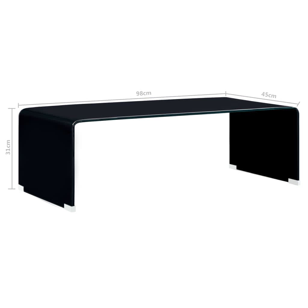 Table basse Noir Verre trempé noir 98 x 45 x 31 cm