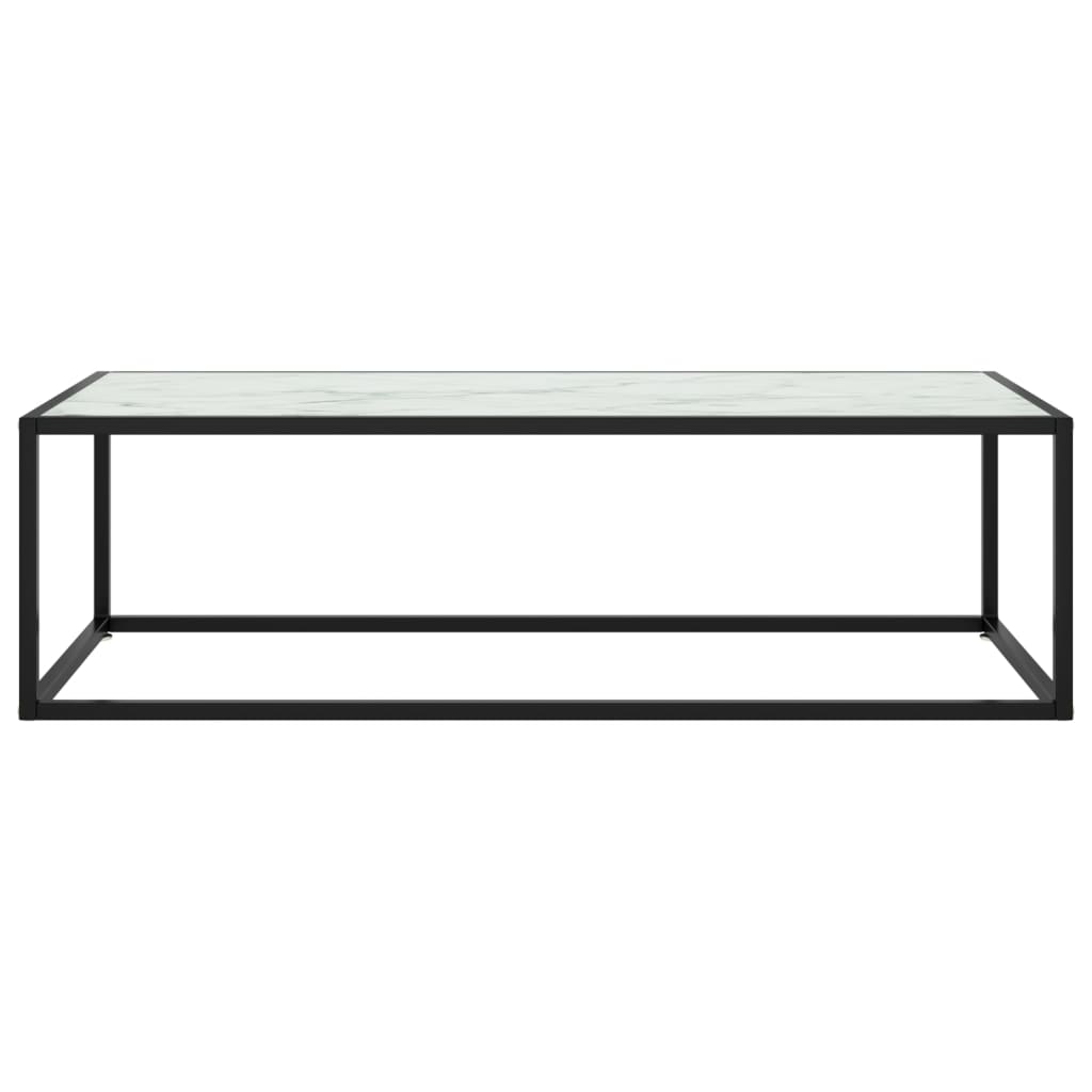 Table basse Noir avec verre marbre blanc 120x50x35 cm