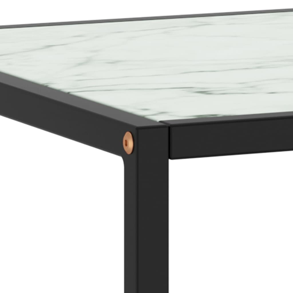 Table basse Noir avec verre marbre blanc 120x50x35 cm