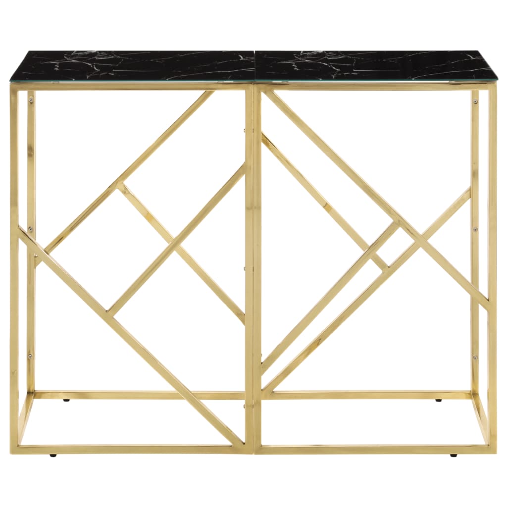 Table console doré acier inoxydable et verre trempé 90 x 40 x 70 cm