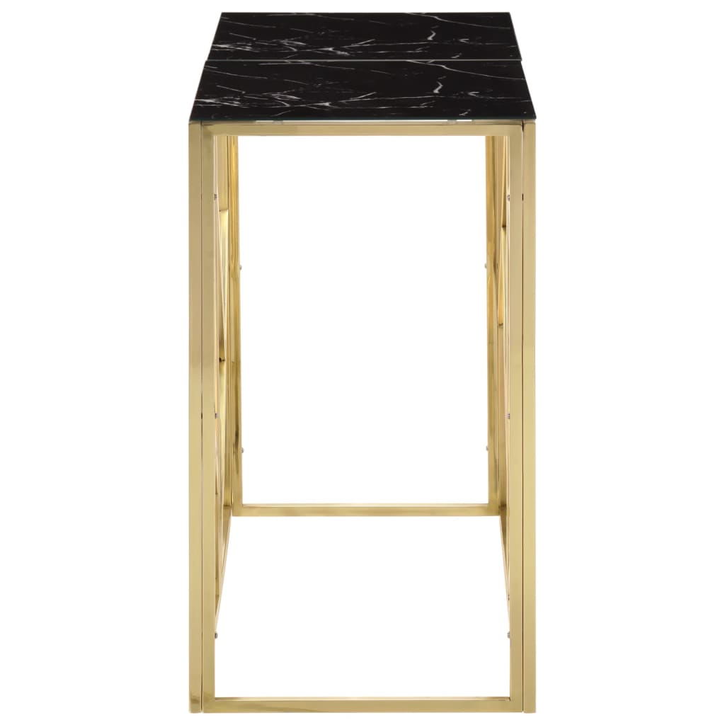 Table console doré acier inoxydable et verre trempé 90 x 40 x 70 cm