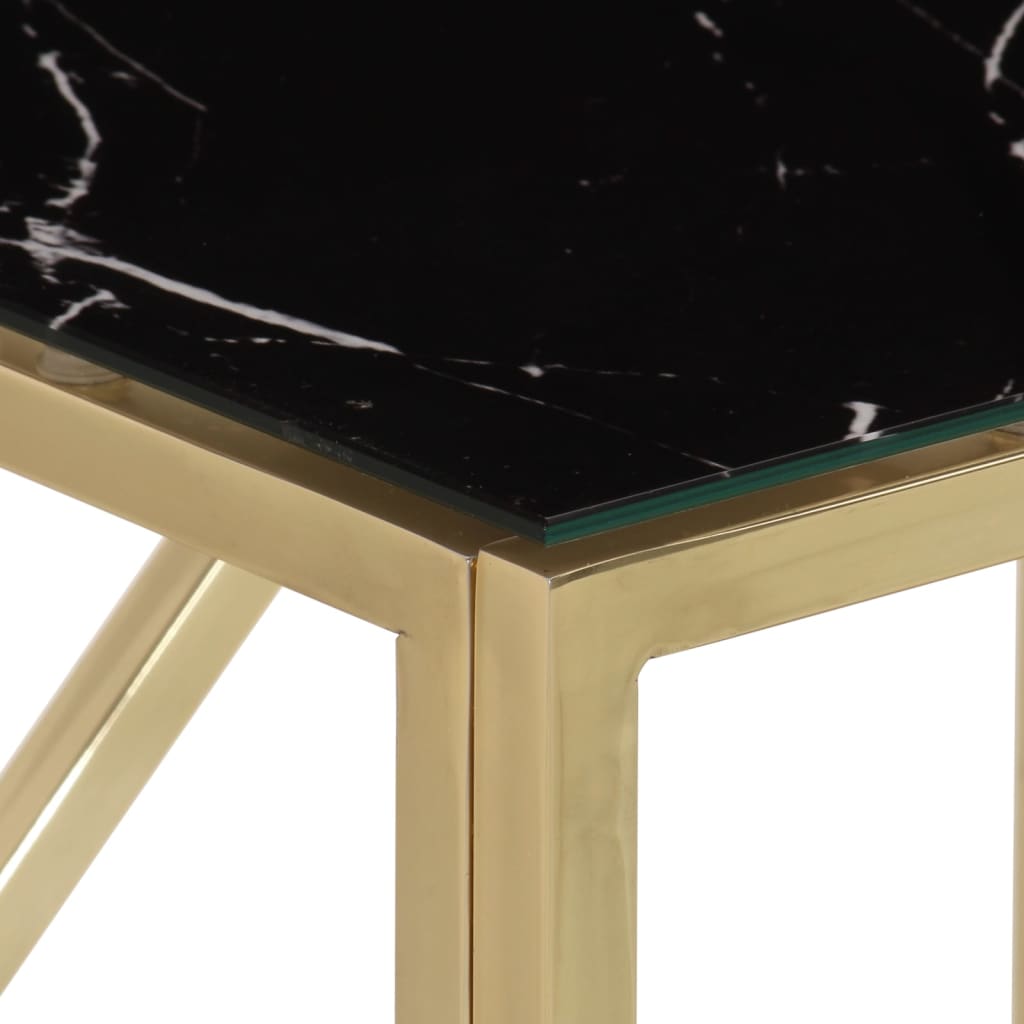 Table console doré acier inoxydable et verre trempé 90 x 40 x 70 cm