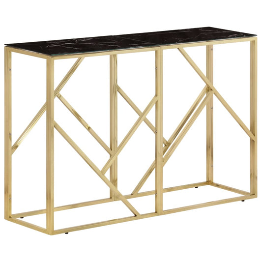 Table console doré acier inoxydable et verre trempé 110 x 30 x 70 cm