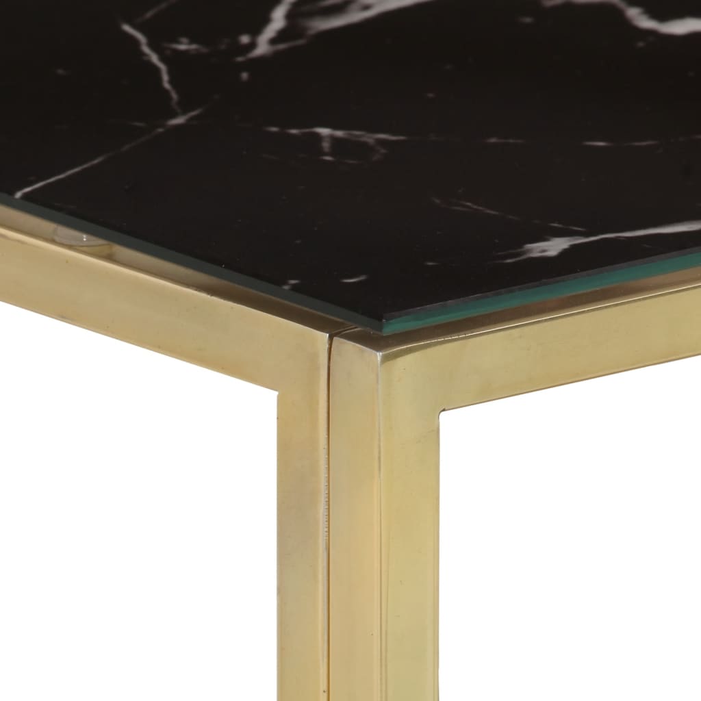 Table console doré acier inoxydable et verre trempé 110 x 30 x 70 cm