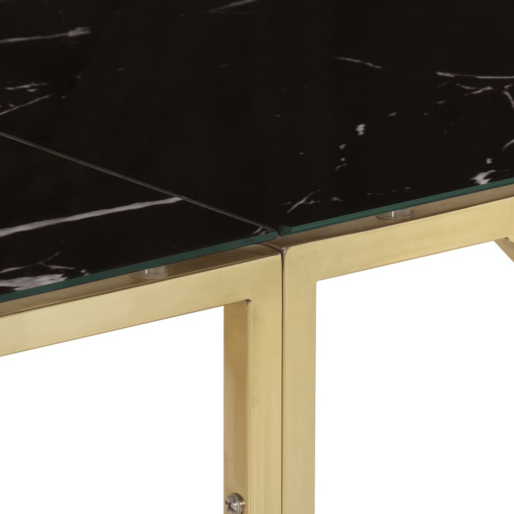 Table console doré acier inoxydable et verre trempé 110 x 30 x 70 cm