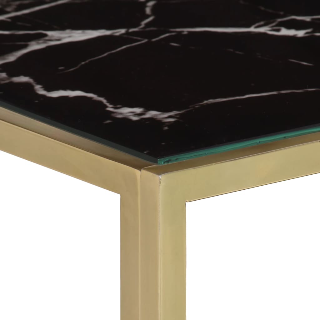 Table console doré acier inoxydable et verre trempé 90 x 30 x 70 cm