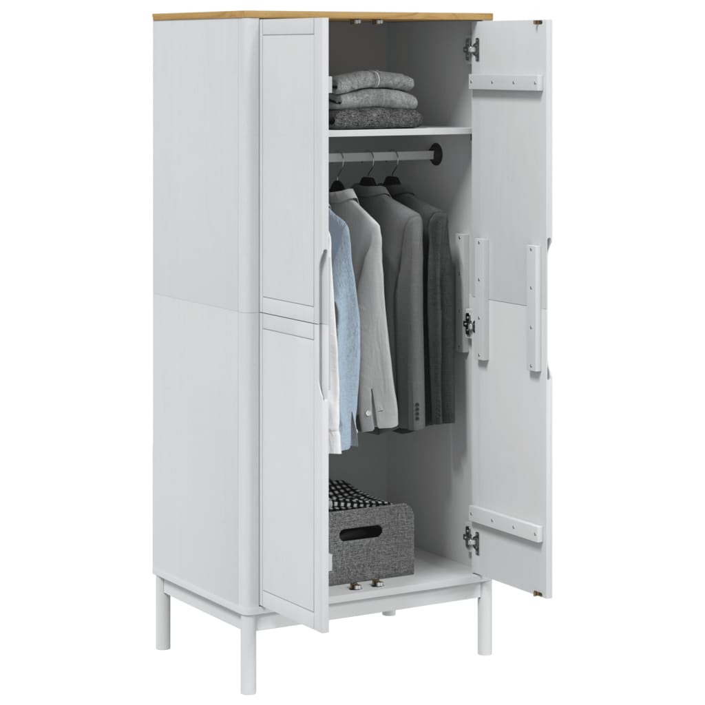 Garde-robe FLORO blanc 77x53x171 cm bois massif de pin