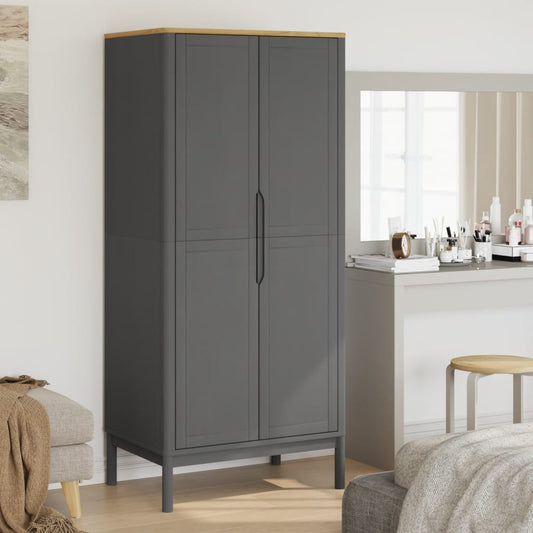 Garde-robe FLORO gris 77x53x171 cm bois massif de pin