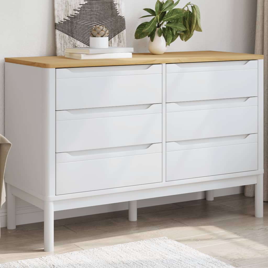 Commode FLORO blanc bois de pin massif