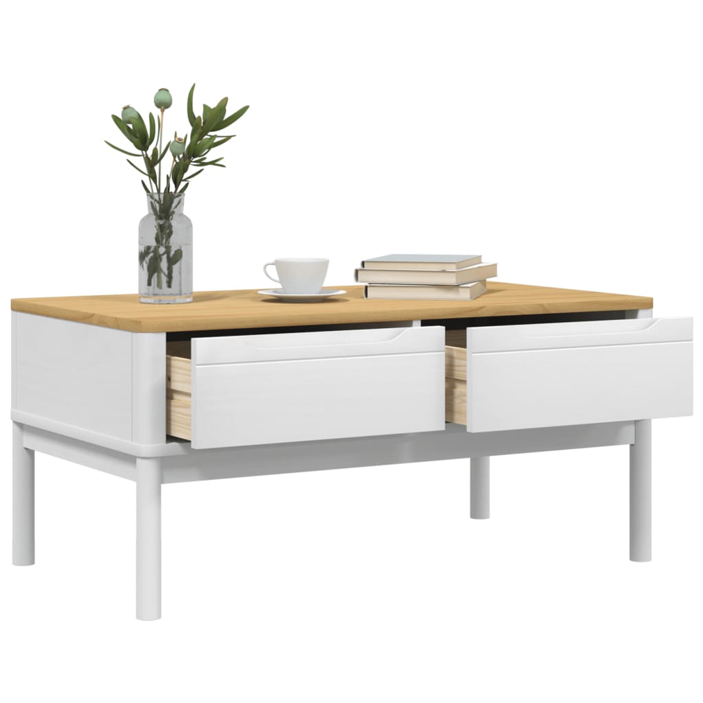 Table basse FLORO blanc 99x55,5x45 cm bois massif de pin