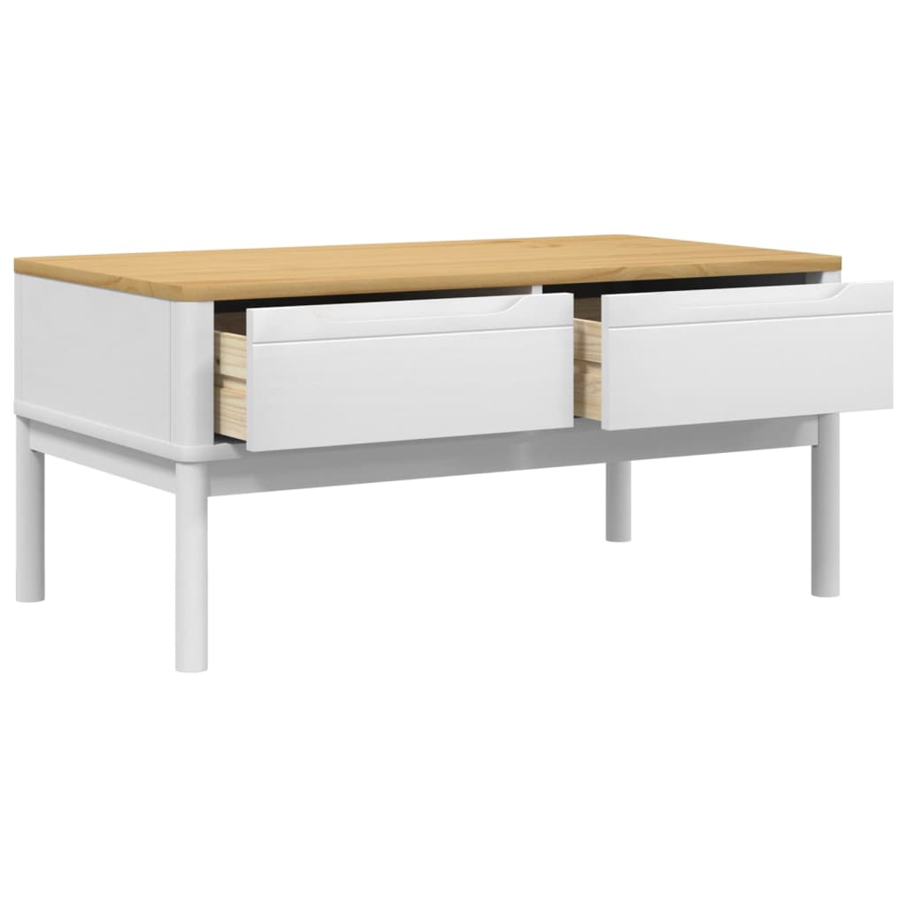 Table basse FLORO blanc 99x55,5x45 cm bois massif de pin