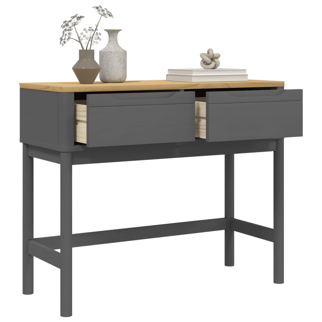 Table console FLORO gris 89,5x36,5x73 cm bois de pin massif