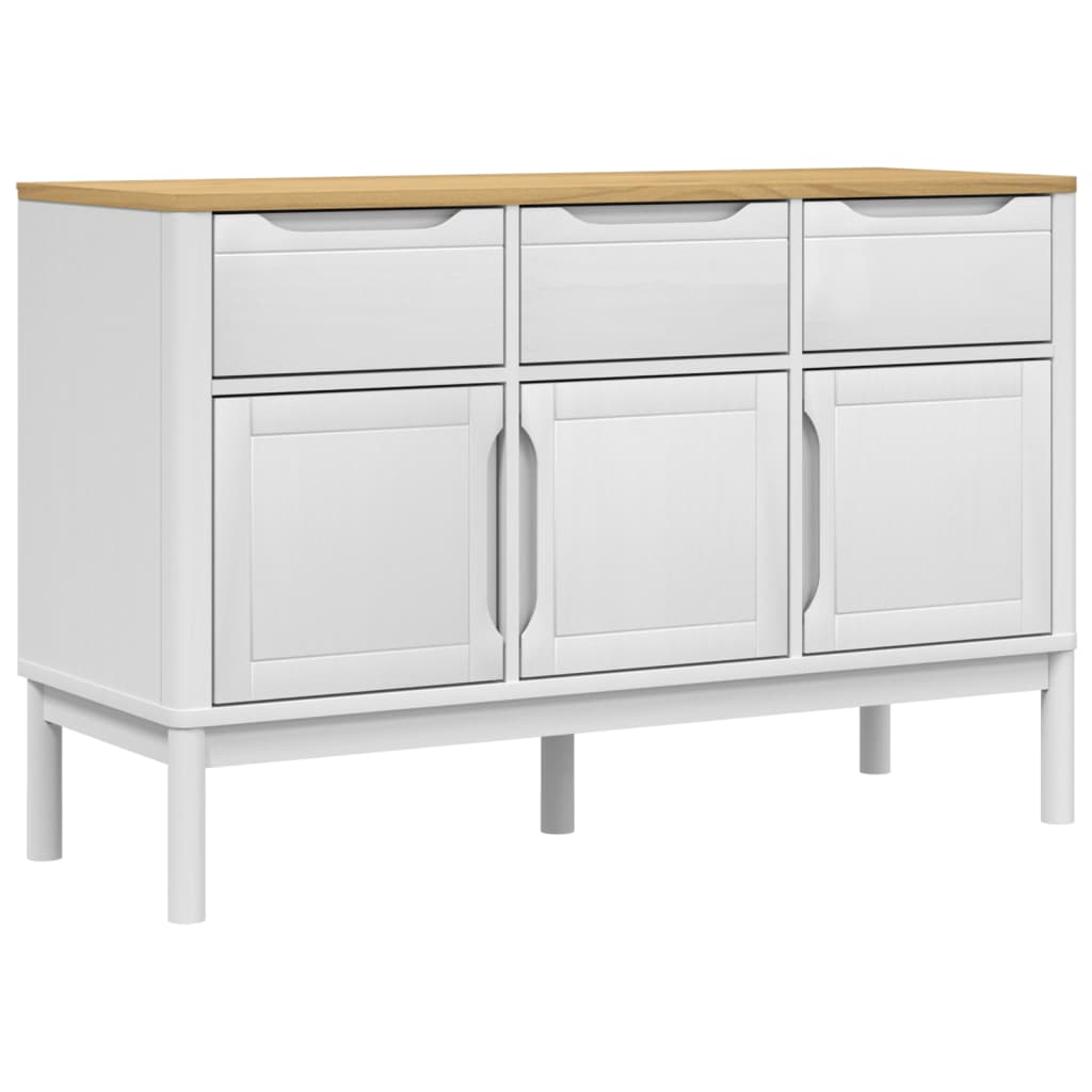 Buffet FLORO blanc 114x43x74 cm bois massif de pin