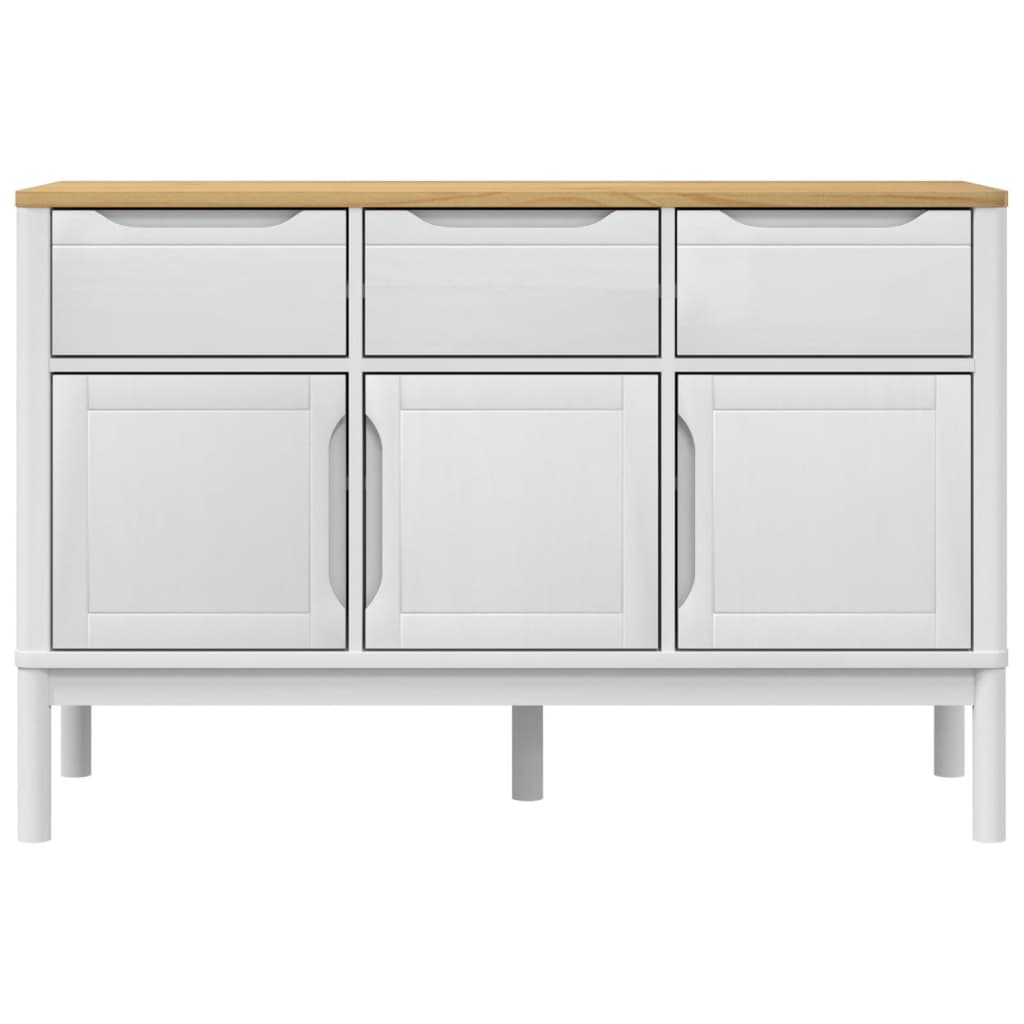 Buffet FLORO blanc 114x43x74 cm bois massif de pin