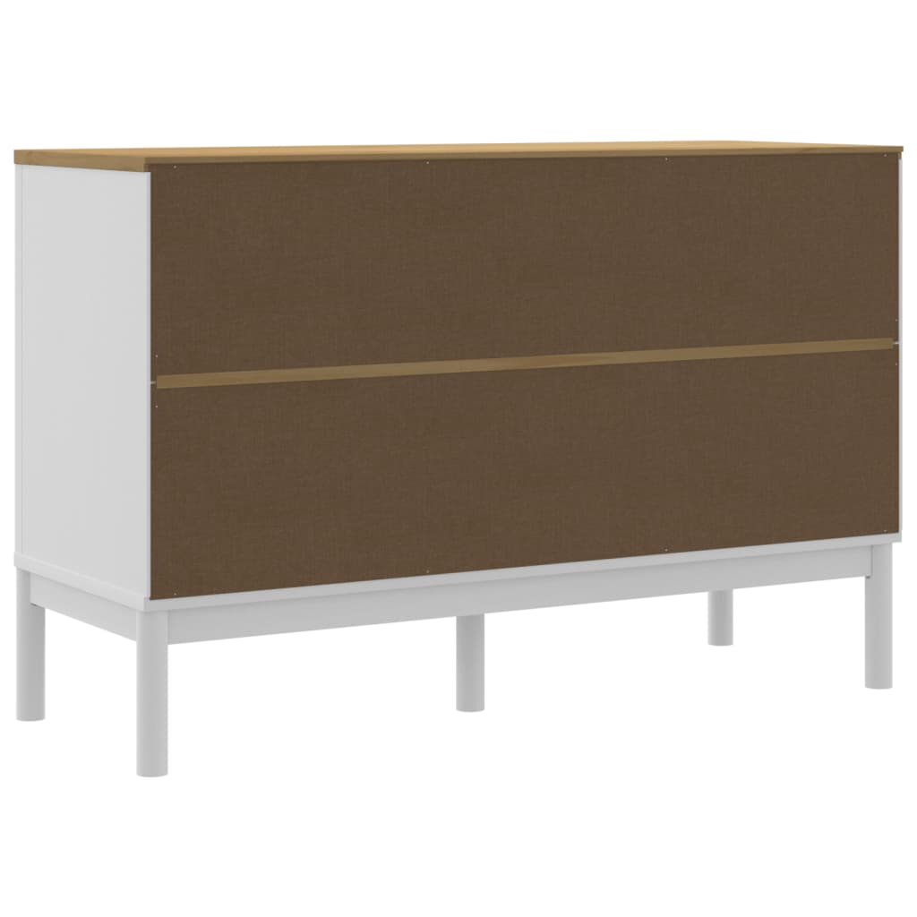 Buffet FLORO blanc 114x43x74 cm bois massif de pin