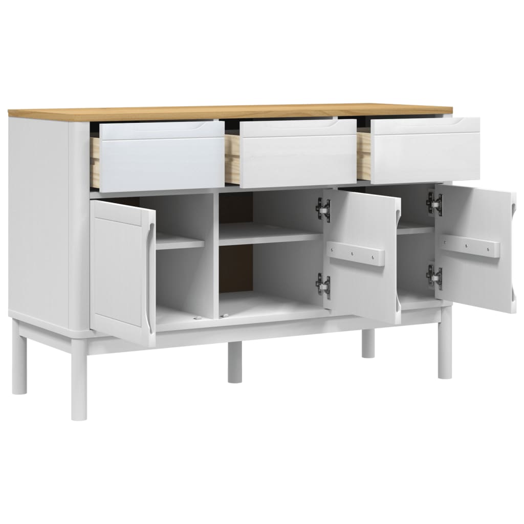 Buffet FLORO blanc 114x43x74 cm bois massif de pin