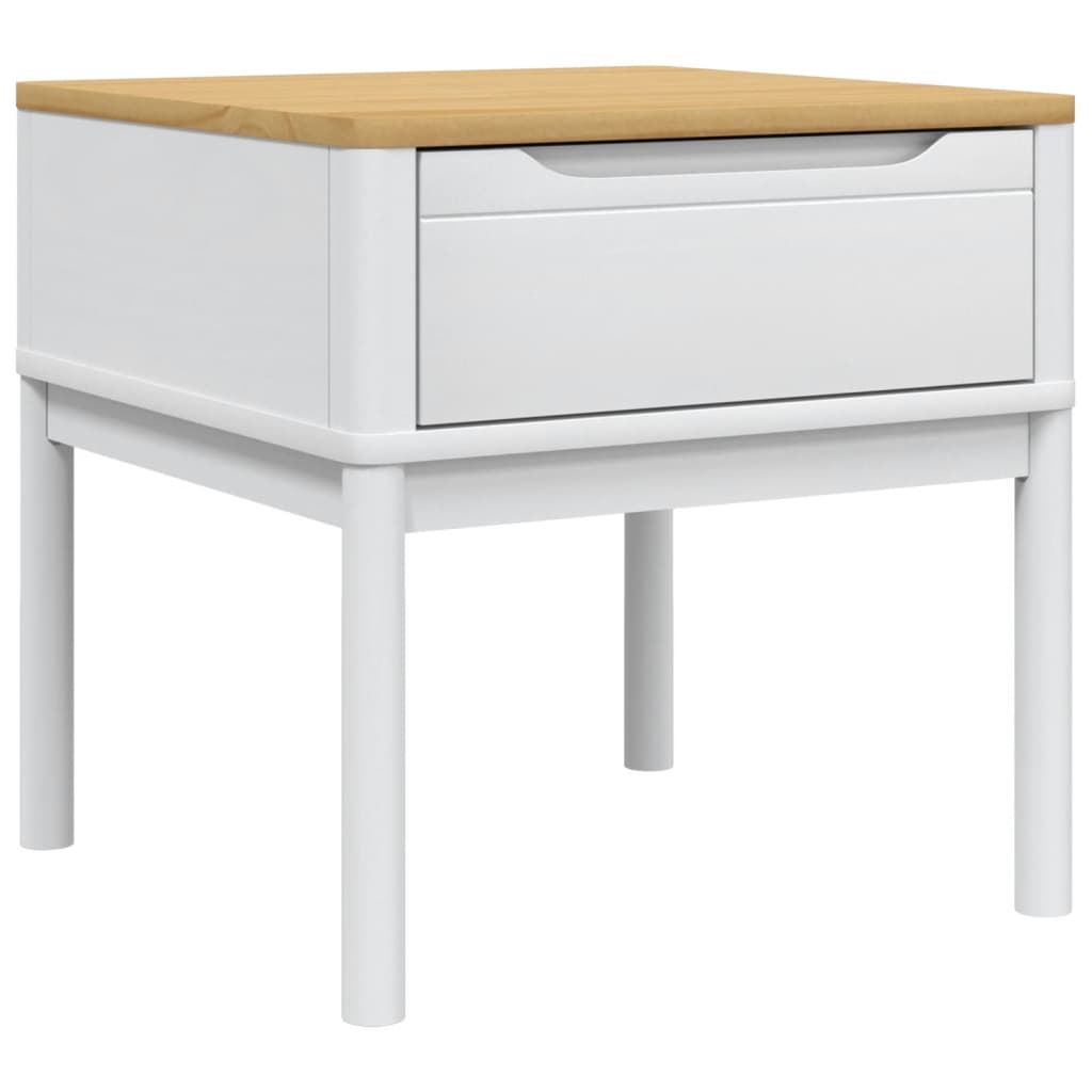 Table de chevet FLORO blanc 55x55x54 cm bois de pin massif