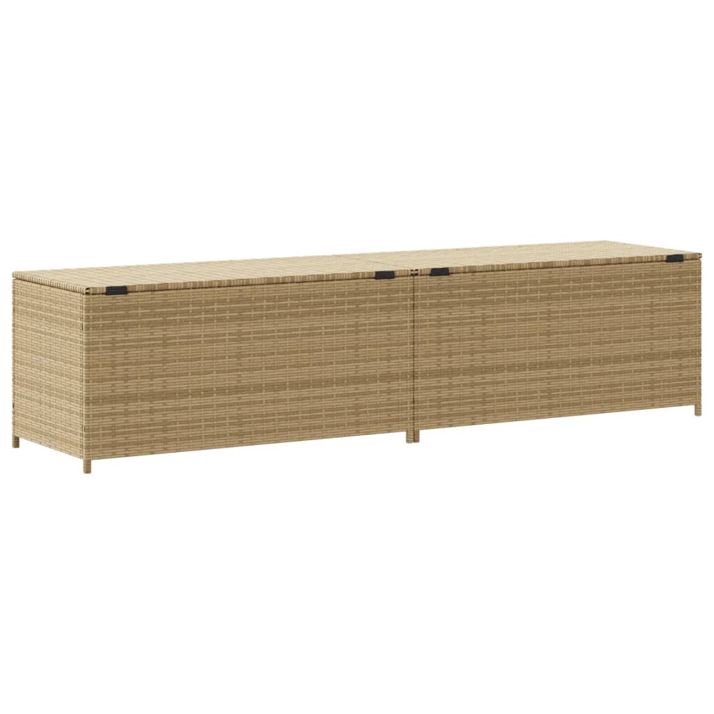 Boîte de rangement de jardin mélange beige 469L résine tressée