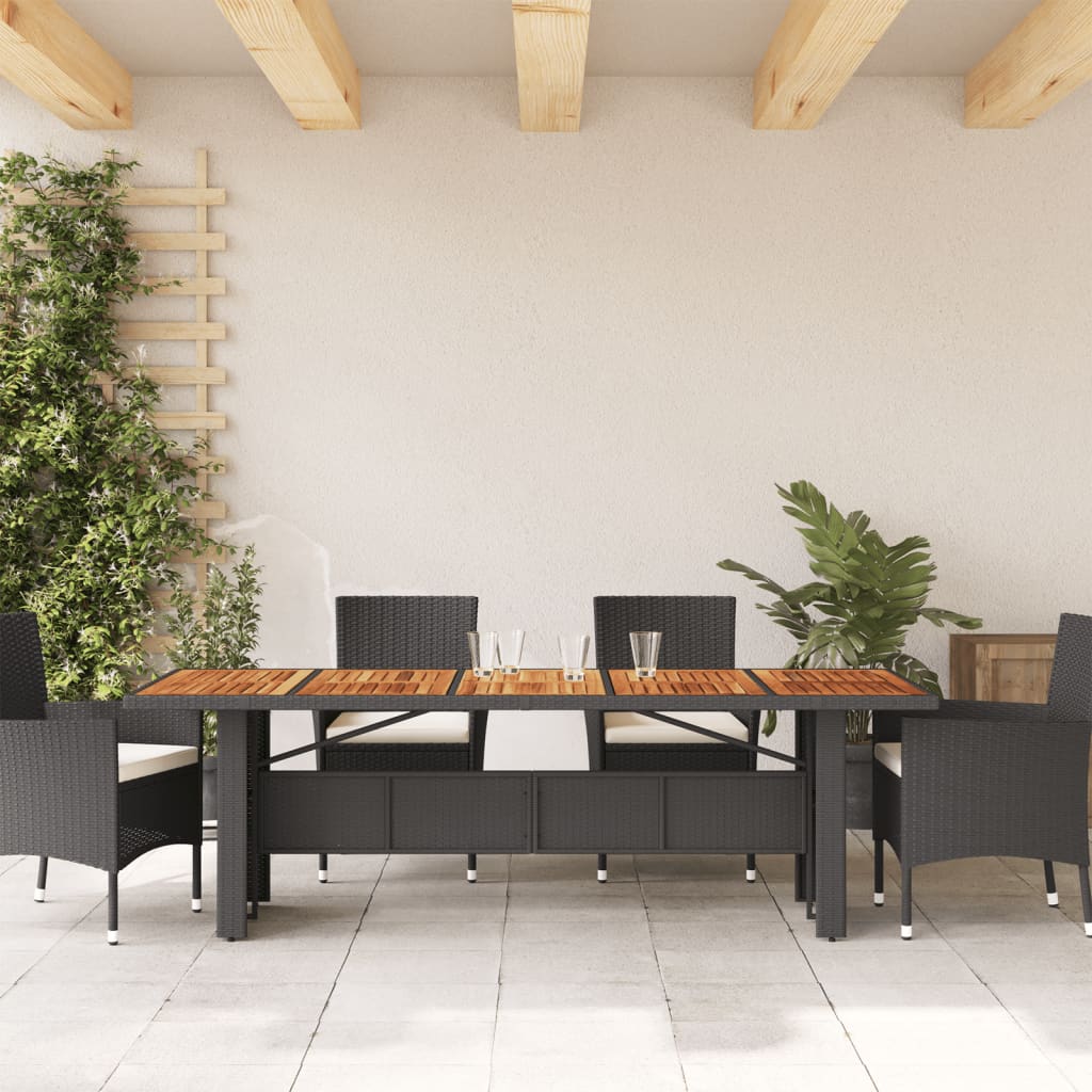 Table de jardin et dessus en bois d'acacia noir résine tressée