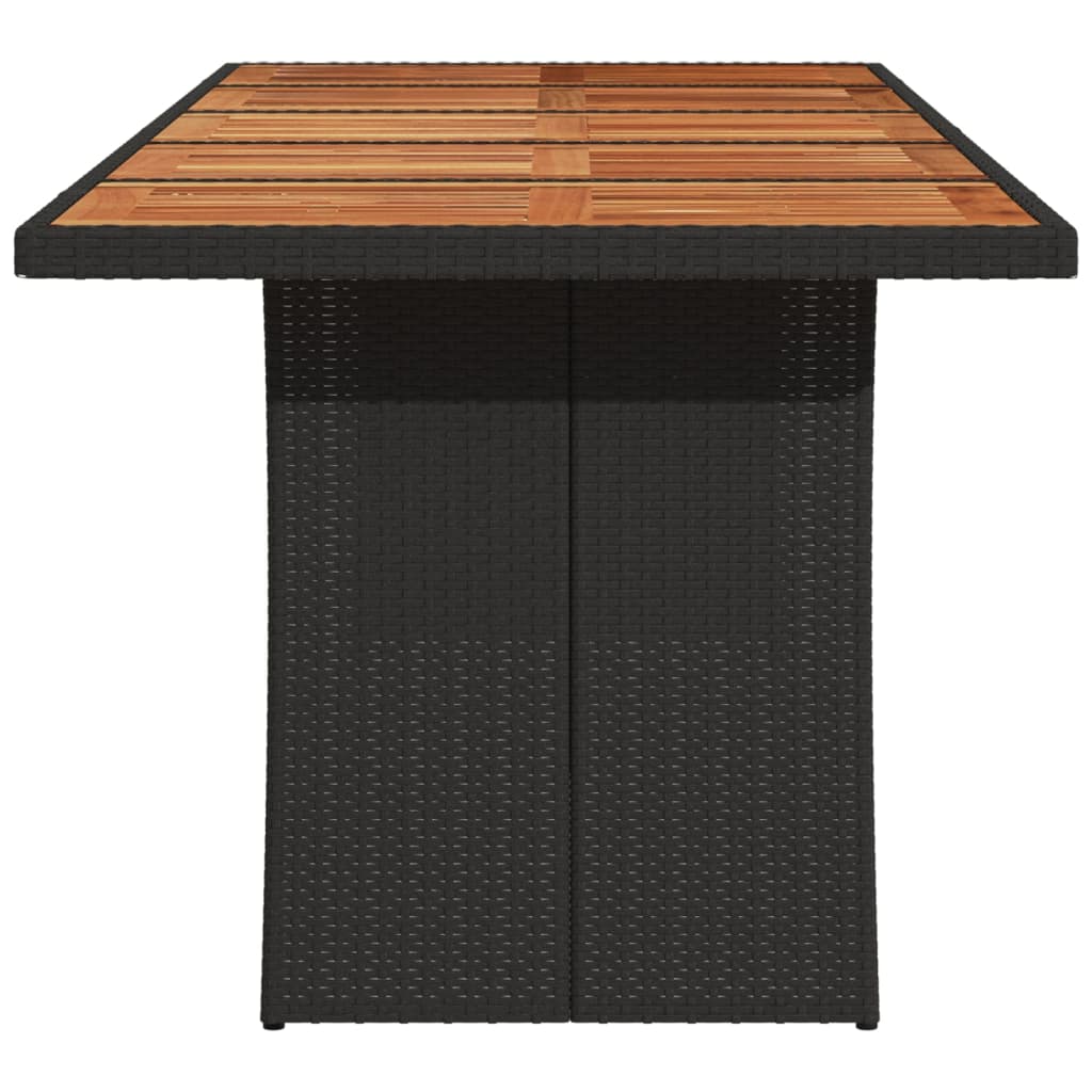 Table de jardin et dessus en bois d'acacia noir résine tressée