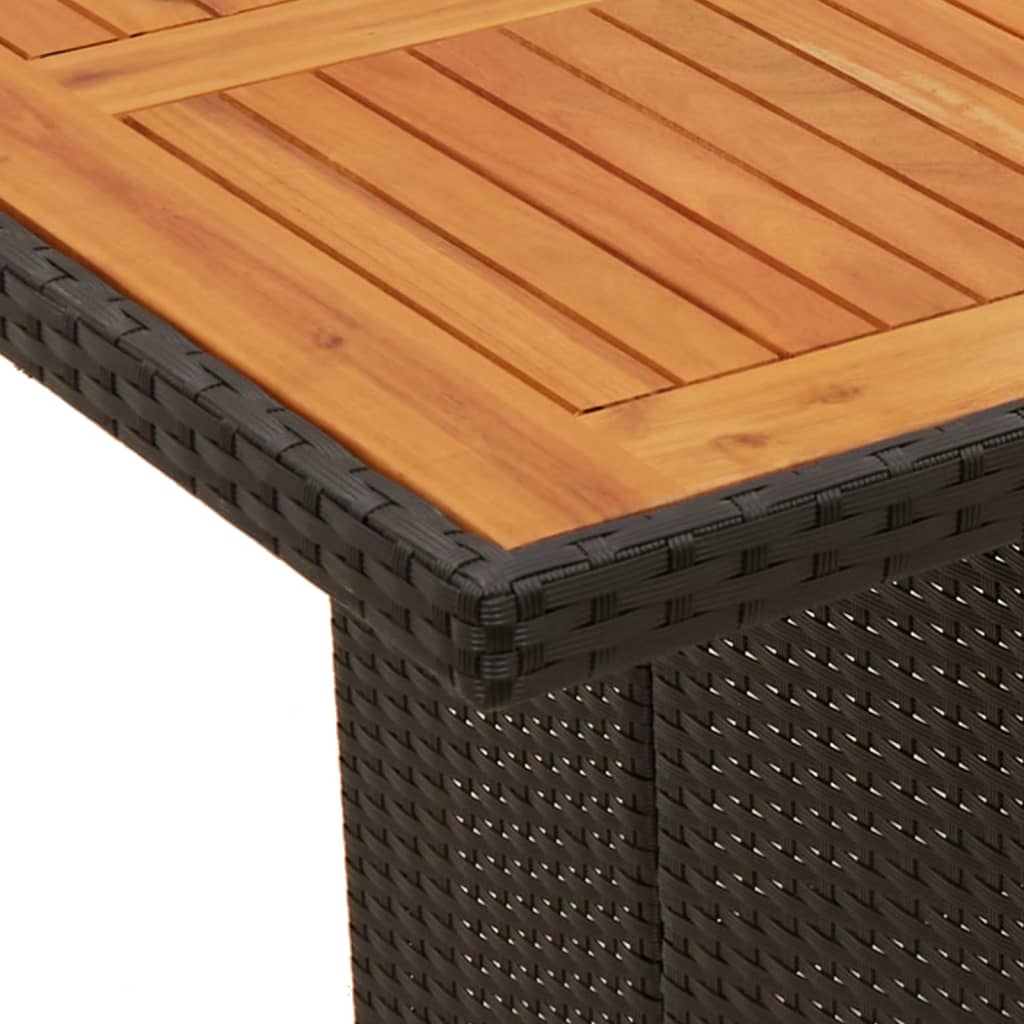 Table de jardin et dessus en bois d'acacia noir résine tressée