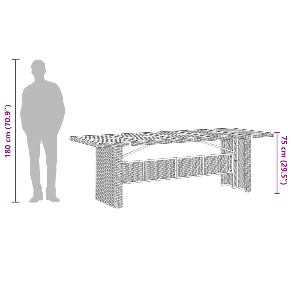 Table de jardin et dessus en bois d'acacia noir résine tressée