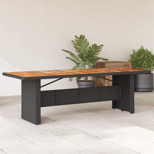 Table de jardin et dessus en bois d'acacia noir résine tressée