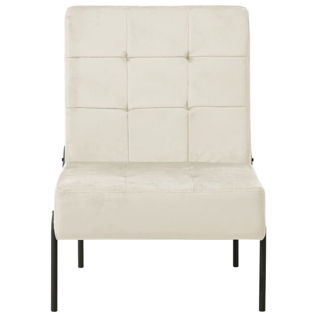 Chaise de relaxation Velours Blanc crème  65x79x87 cm