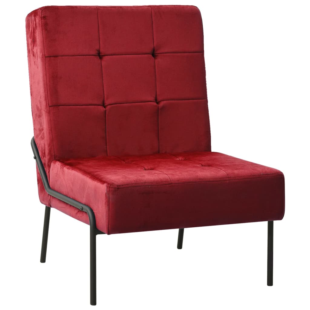 Chaise de relaxation Velours Rouge bordeaux 65x79x87 cm