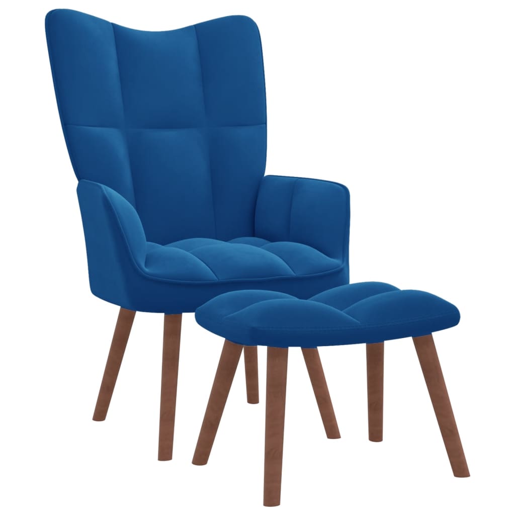 Chaise de relaxation avec repose-pied  Velours Bleu