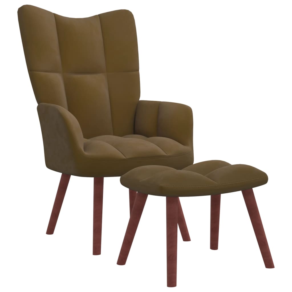 Relaxation chair with footrest Brown Velvet