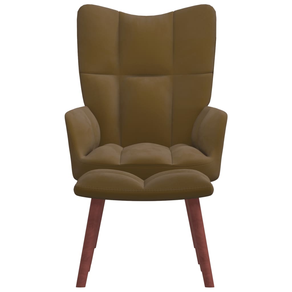 Relaxation chair with footrest Brown Velvet