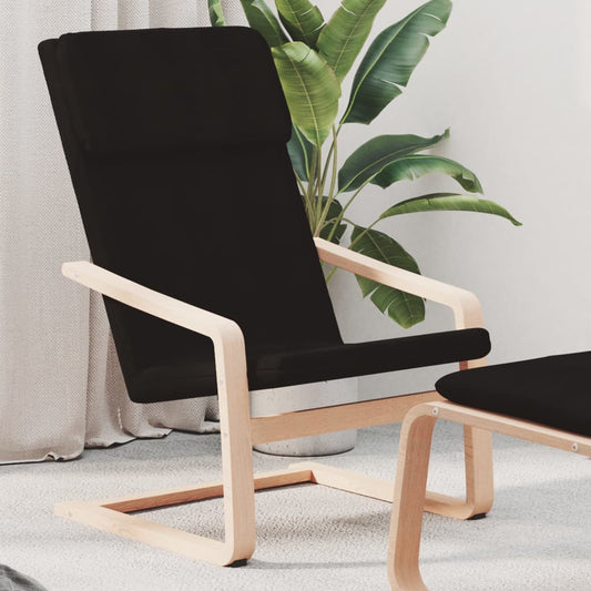 Chaise de relaxation bois clair et tissu noir