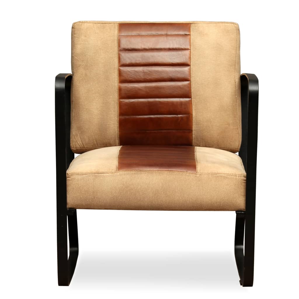 Brown Chair Genuine leather and canvas