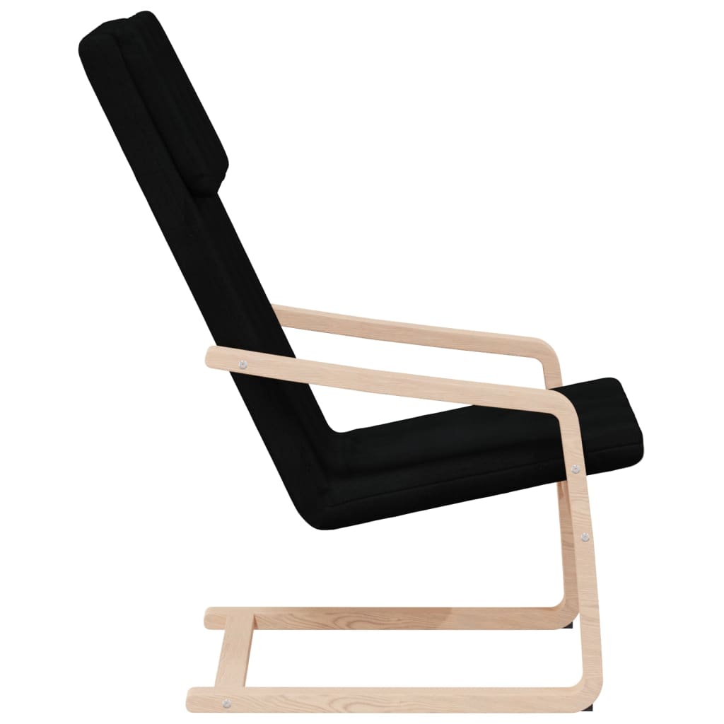 Chaise de relaxation bois clair et tissu noir