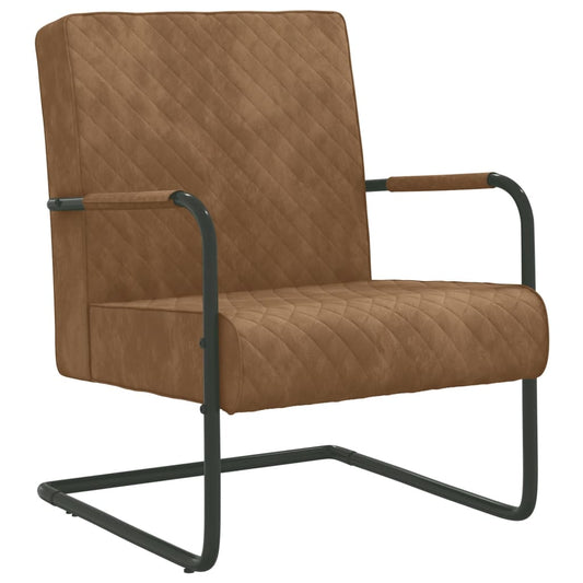 Brown Velvet Cantilever Chair