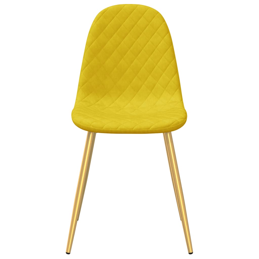 Chaises à manger Velours Jaune moutarde et doré lot de 2