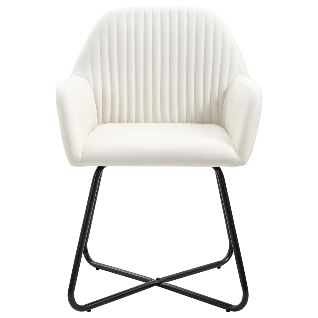 Chaises à manger avec accoudoirs tissu crème lot de 2