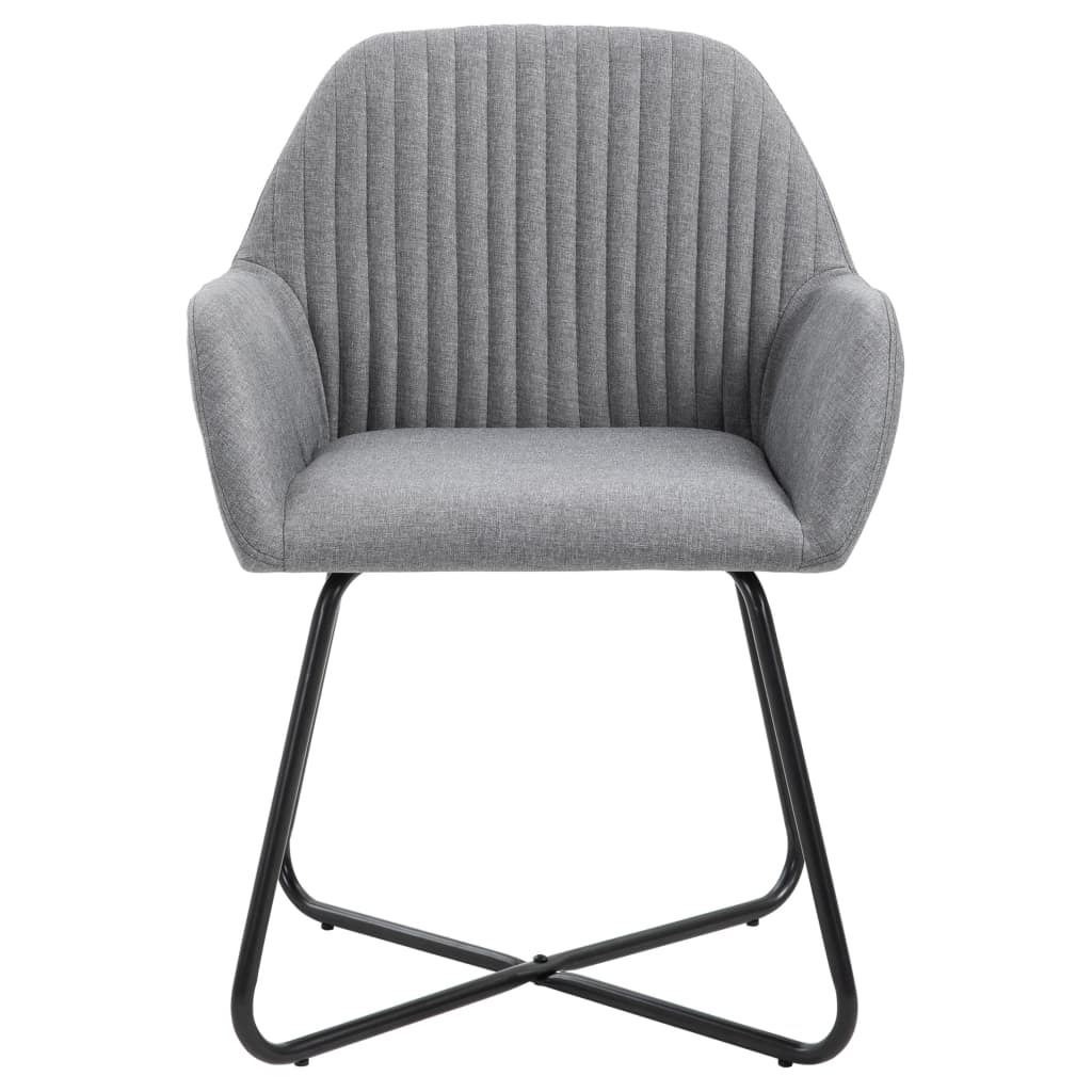 Chaises à manger avec accoudoirs tissu gris clair lot de 2