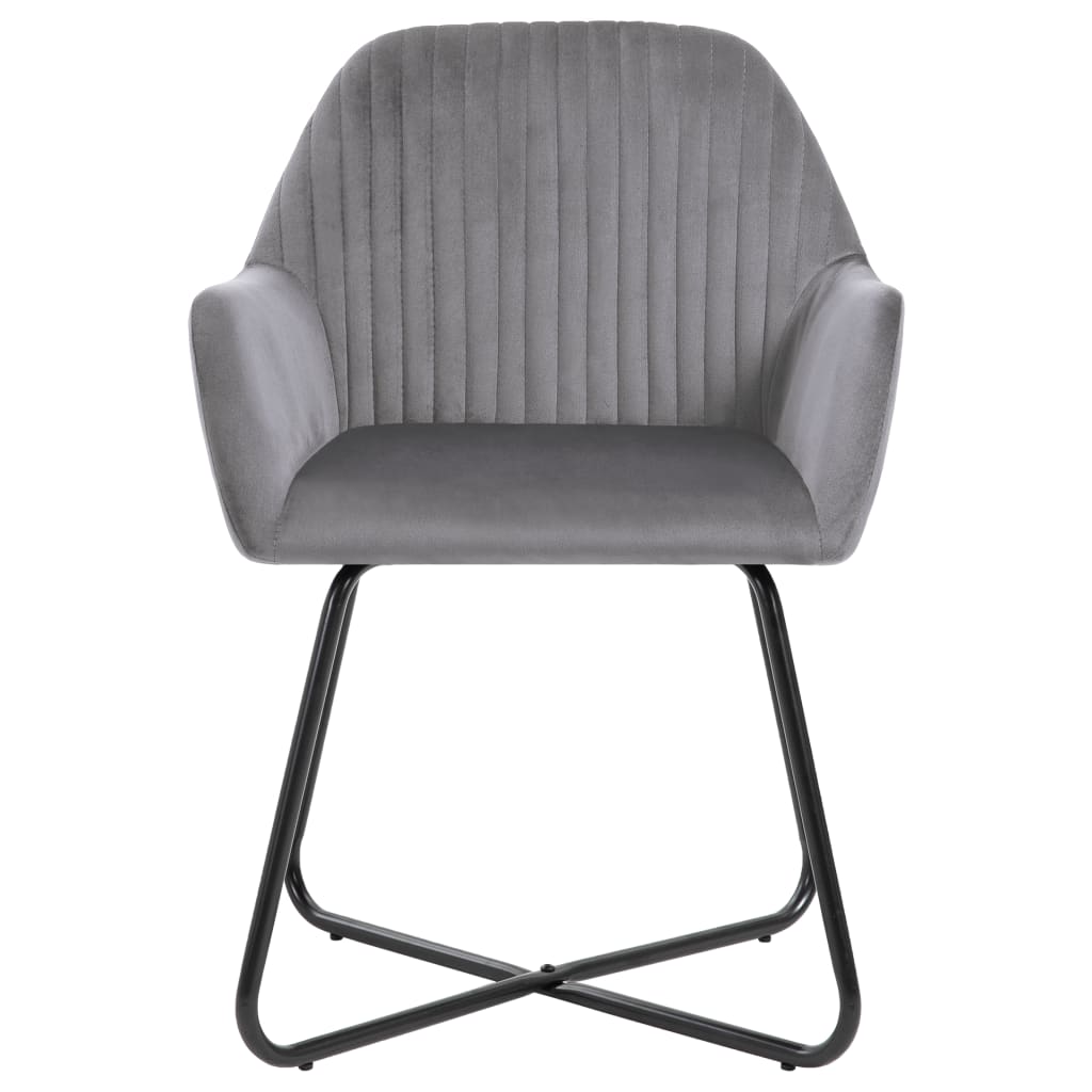 Chaises à manger avec accoudoirs velours gris lot de 2