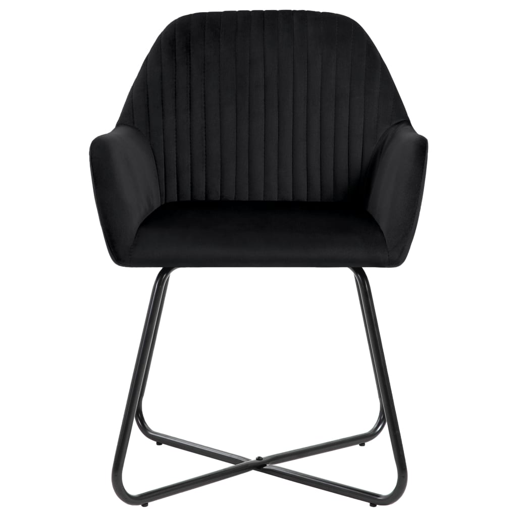 Chaises à manger avec accoudoirs velours noir lot de 2