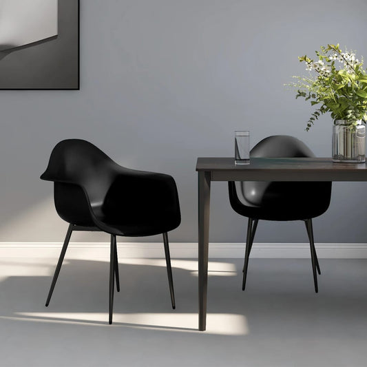 Chaises à manger avec accoudoirs noir lot de 2 PP