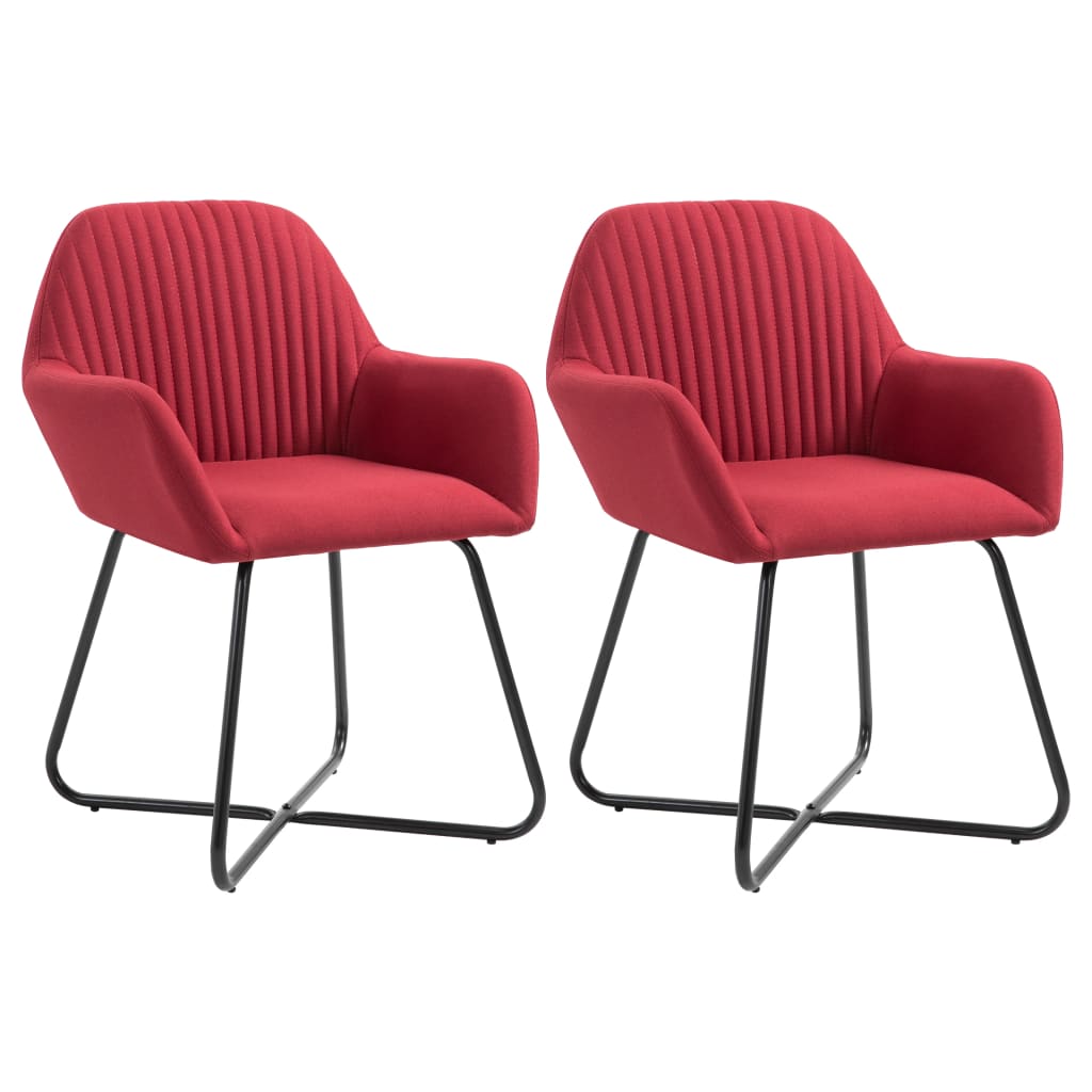 Chaises à manger avec accoudoirs rouge bordeaux tissu lot de 2